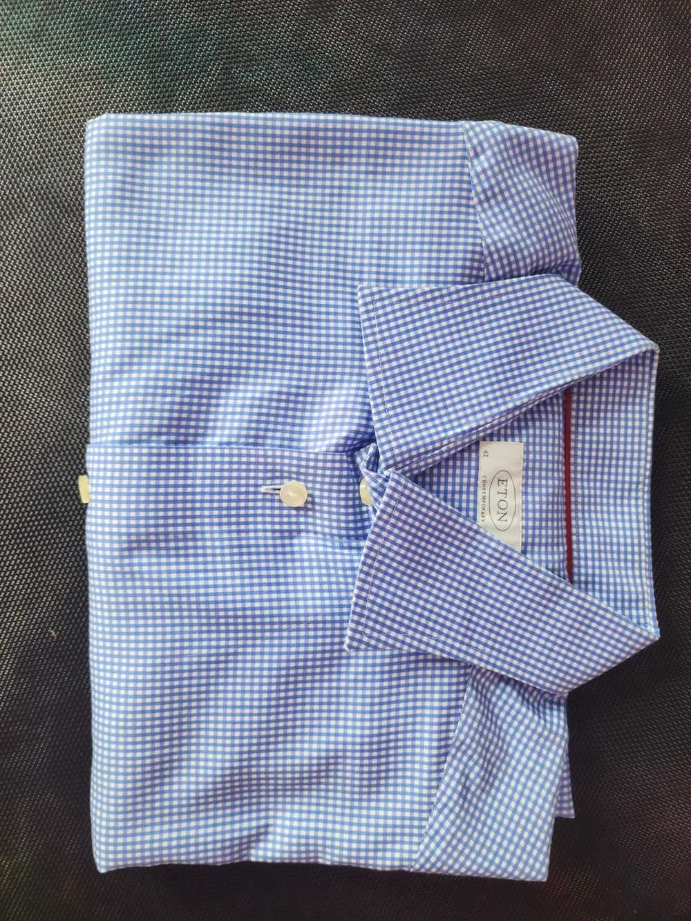 Eton Light Blue Gingham Casual Button-Down Shirt